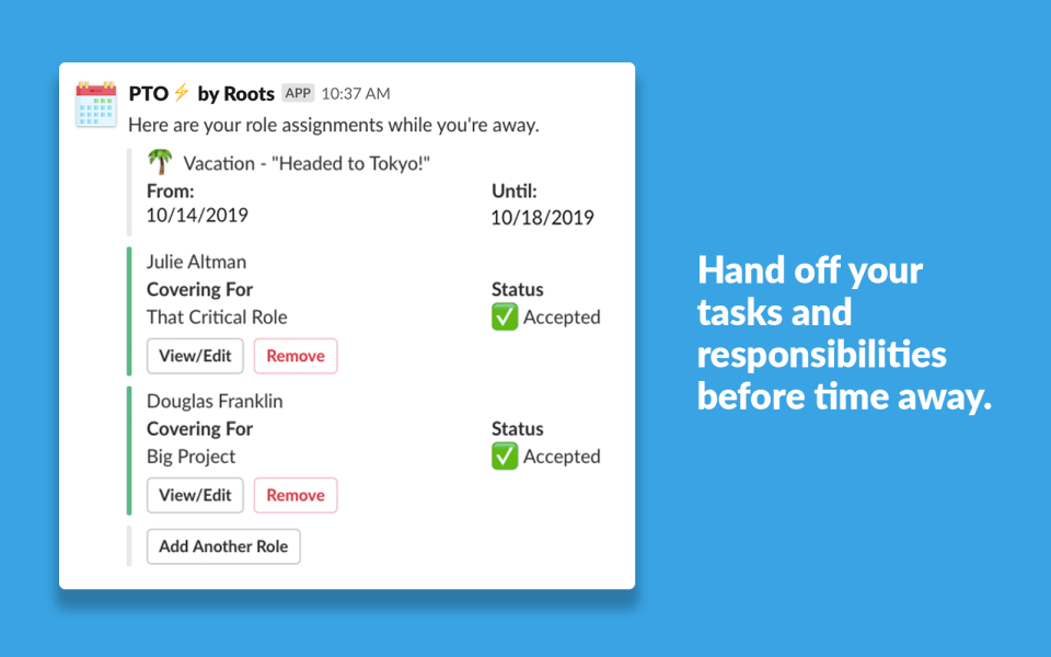 screenshot of PTO by Roots
